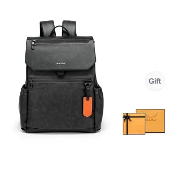 MashaLanti PVC Synthetic Leather Minimalist Style Backpack Regular Unisex Black