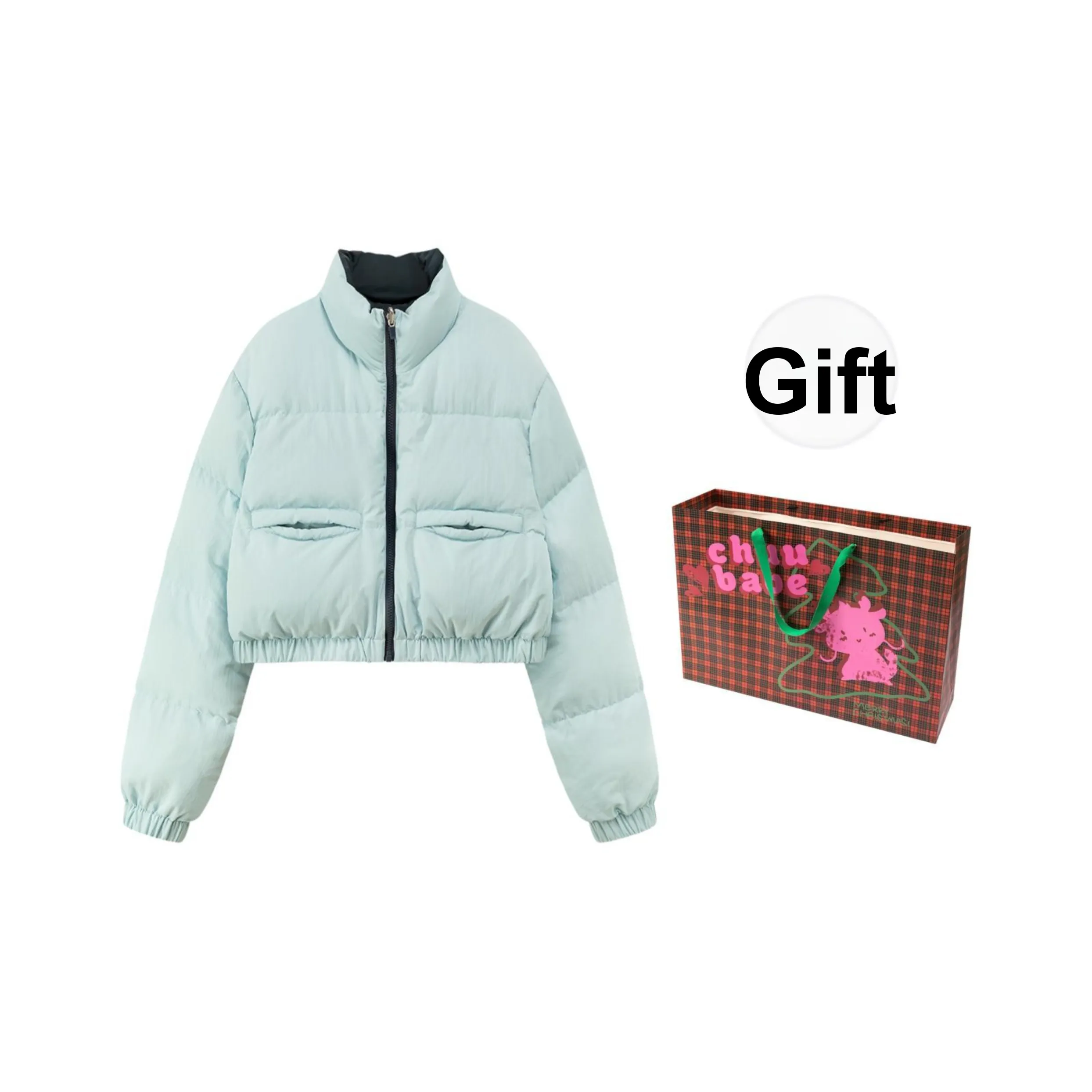 CHUU Пуховик Женский Серый Розовый