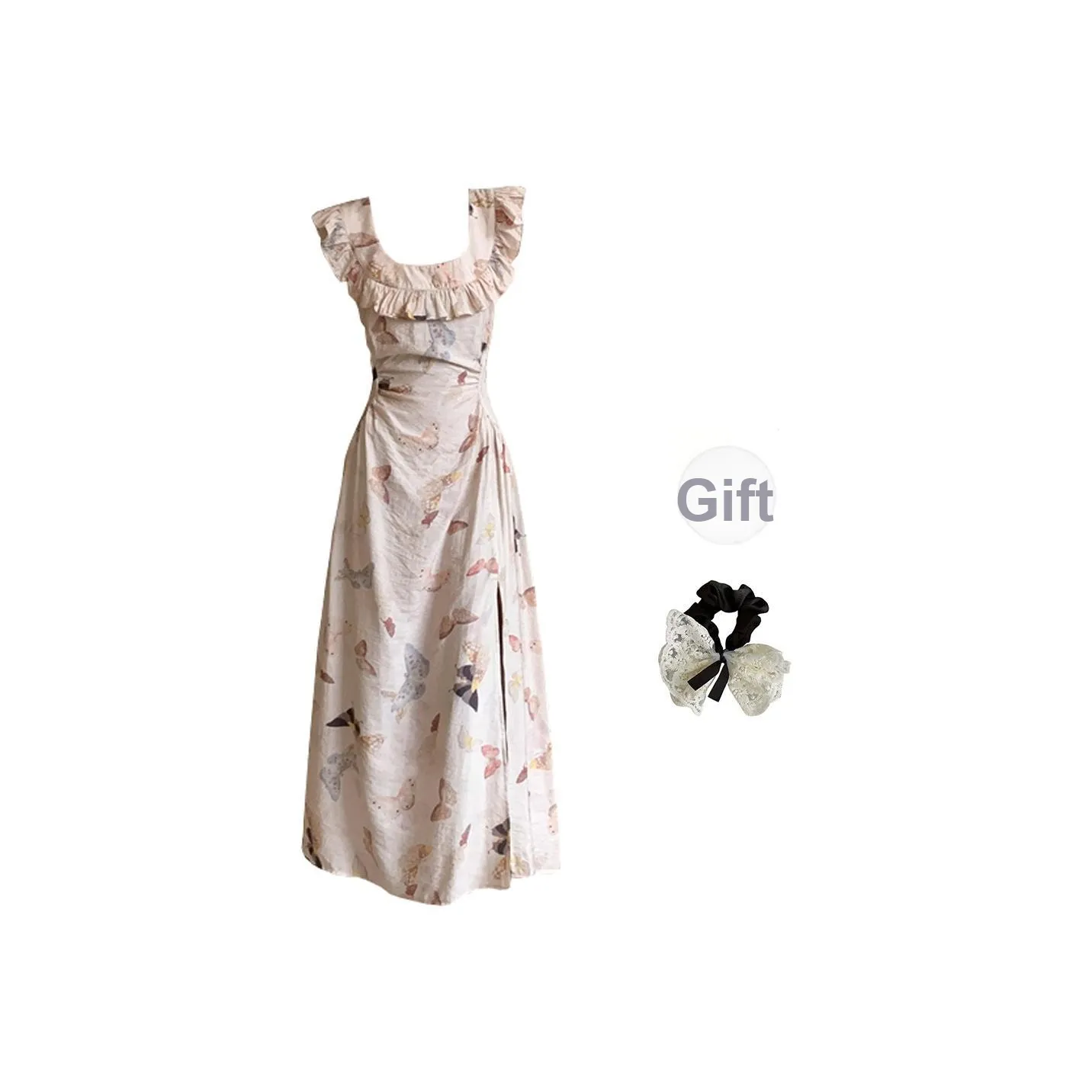 PAVEA Sleeveless Dresses Women's Apricot+Hair Tie Comes With