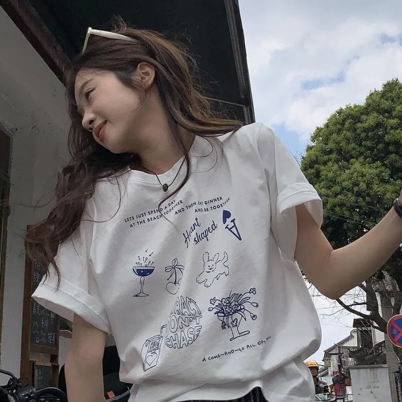 DOKZB T Shirts Women's White-2