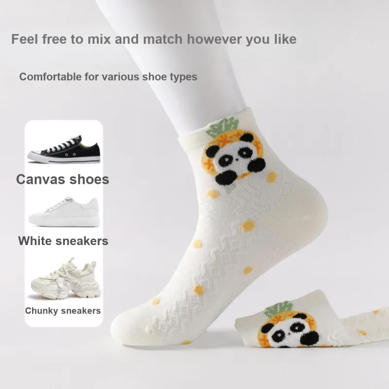 H YXIANG Mid Calf Socks Women's 5 Pack Mixed Color-4