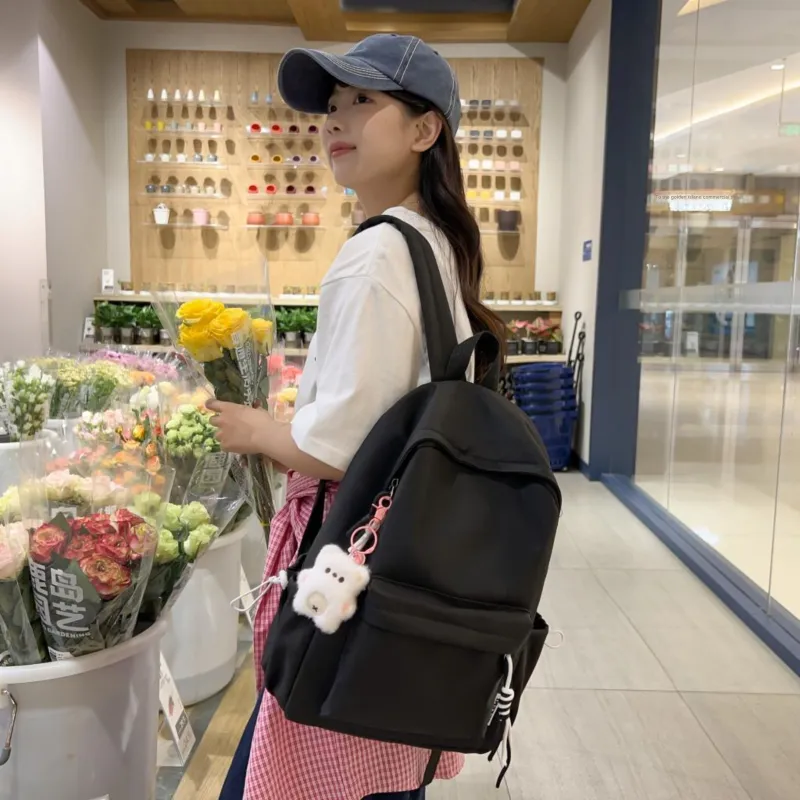 Single Warehouse Nylon Backpack Regular Unisex Black/Yellow/Orange/Green/White/Pink-8