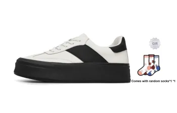 BUFFALO BOUND Anti-Slip Wear-Resistant Low-Top Skateboard Shoes Unisex White Black
