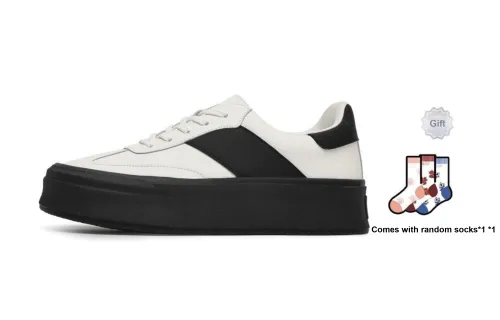 BUFFALO BOUND Anti-Slip Wear-Resistant Low-Top Skateboard Shoes Unisex White Black