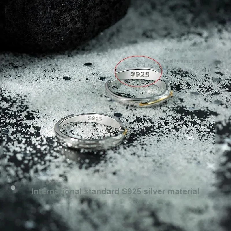 MAGICPOLE 925 Sterling Silver With Zircon Rings Unisex Silver-5
