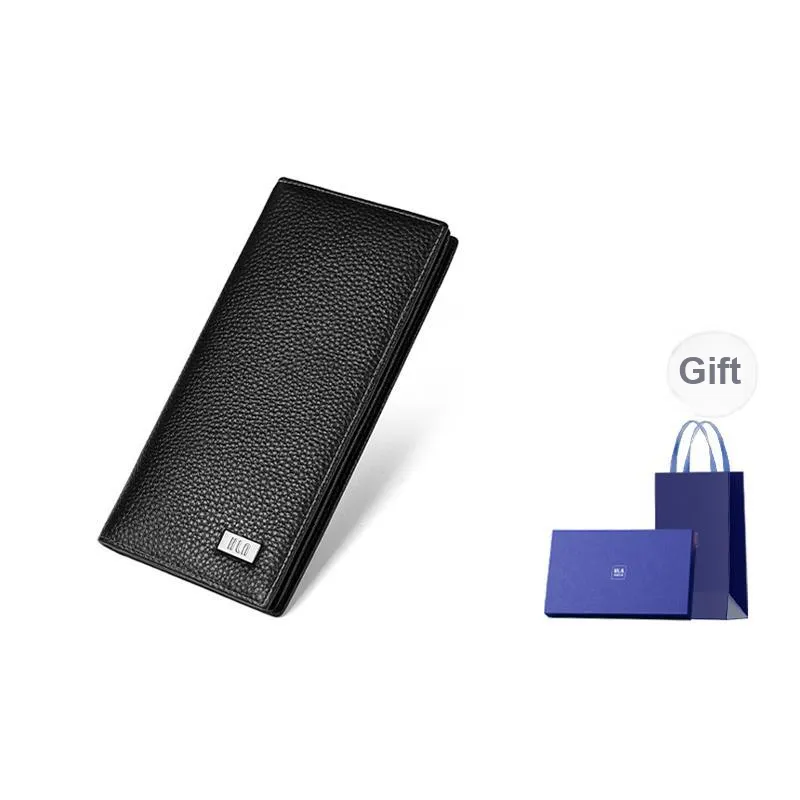 HLA Cow Leather Wallet With Money Clip And Leather Clip Regular Unisex Black-1