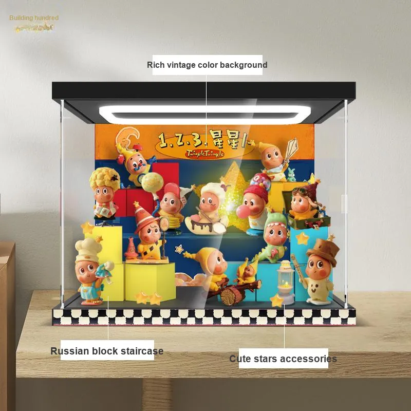 LIGHT YOUR BRICKS Compatibility Pop Mart 123 Stars Human Collection Display Case Model Accessories-18