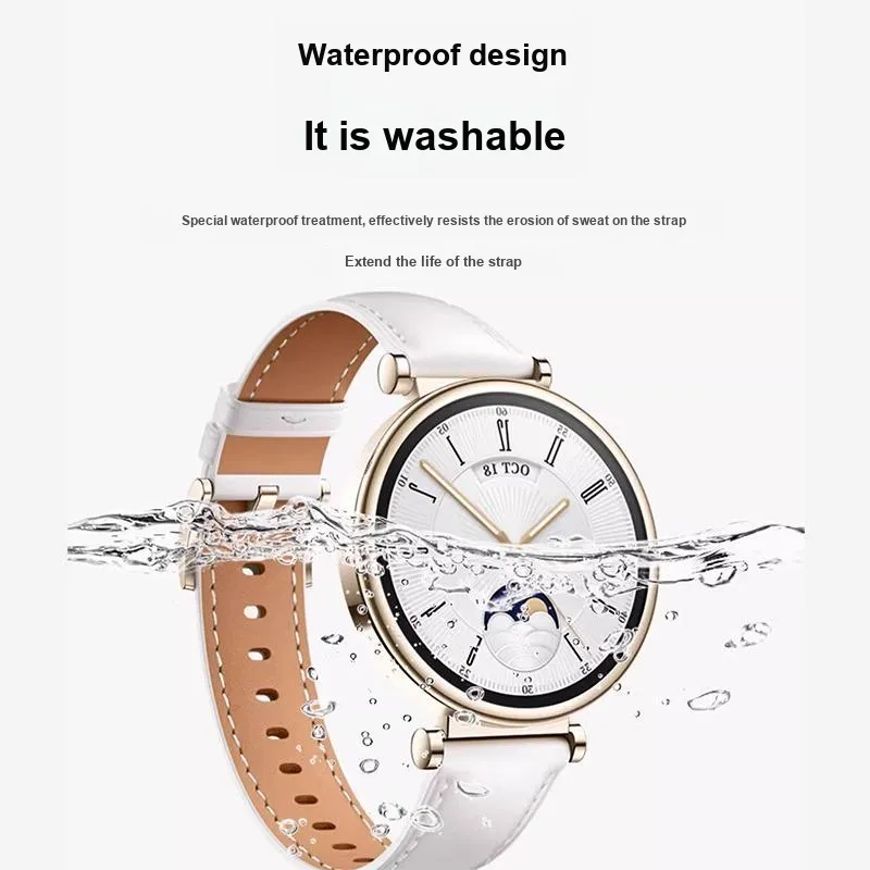FZRT Huawei Compatibility Watch Band Minimalist Style Premium Leather Strap Cowhide Leather Material-2