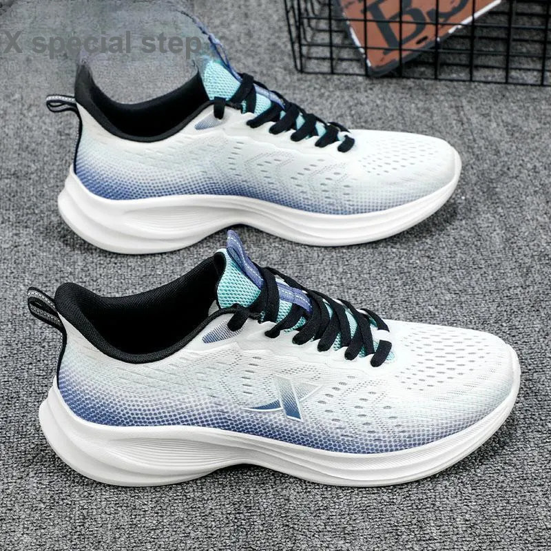 XTEP Running Shoes Men Low Top Sail White/Purple Blue/Tranquil Blue-8