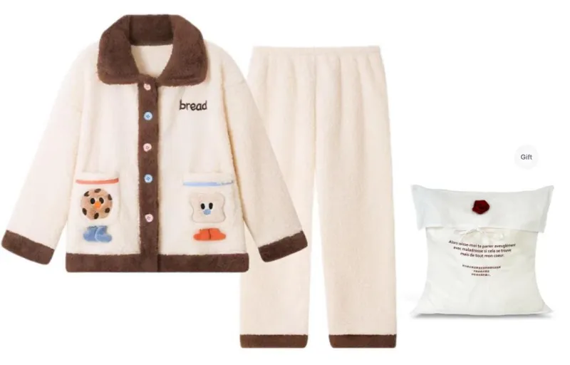 XIAFENYAN Pajama Set Women's Shopping Bag Brown Apricot Color-0