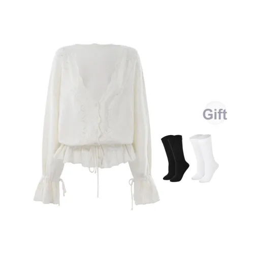 BSEVENI Молоко Белый В комплекте носки Женские Рубашки