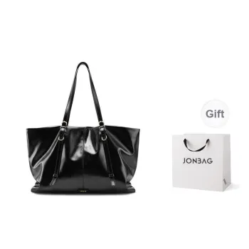 JONBAG Synthetic Leather Tote Shopping Bag Crossbody Bag Shoulder Bag Large Size Women's Black/Burgundy Brown