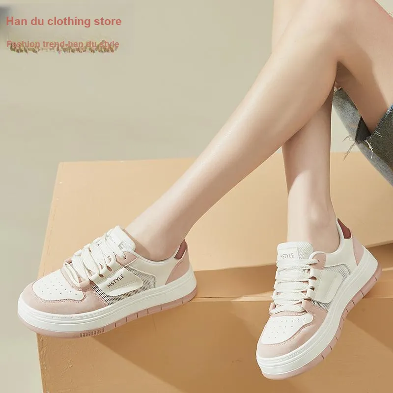 HSTYLE Low-Top Skateboard Shoes Women's Beige Pink-7