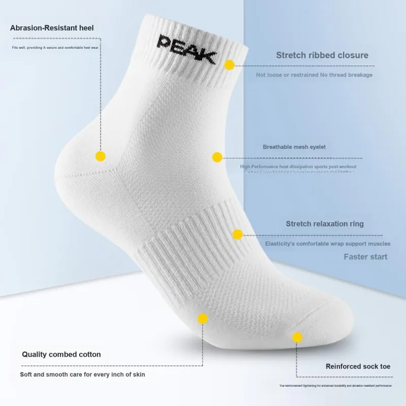 PEAK Mid Calf Socks Unisex 6 Pack Black-3