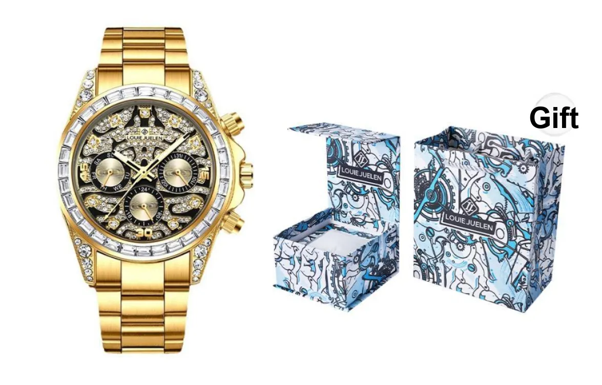 LOUIE JUELEN Tiger D Collection Mechanical Movement Stainless Steel Watchband Watch Men's Watches Silver Dial