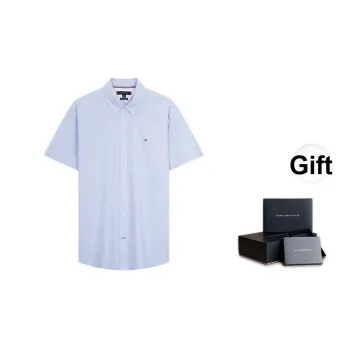 Tommy Hilfiger Shirt Men's Light Blue White Stripes