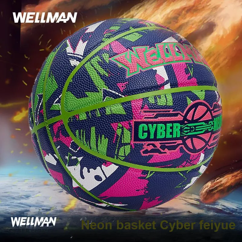 WELLman PU Basketball Blue Pink Size 7 Street Training Competition Unisex-5