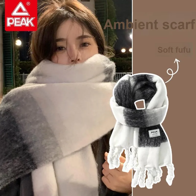 PEAK RIGHT Series Knit Scarves Unisex Black White-2