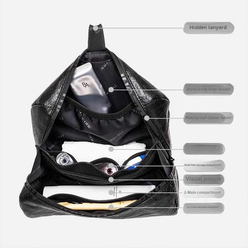 One Person's Planet DuPont Paper With Velvet Fabric Toiletry Bag Handbag Regular Unisex Black-13
