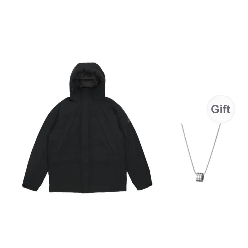 Adidas Down Jacket Unisex Black Comes With Necklace-0