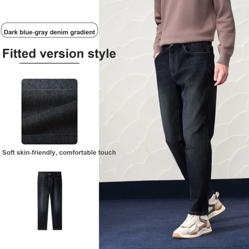 HLA Jeans Men Blue Gray Denim Gradient Dark 3E-3