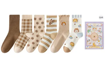 Caramella x Naiva Family Mid Calf Socks Women's Gift Box Of 6 Doubles