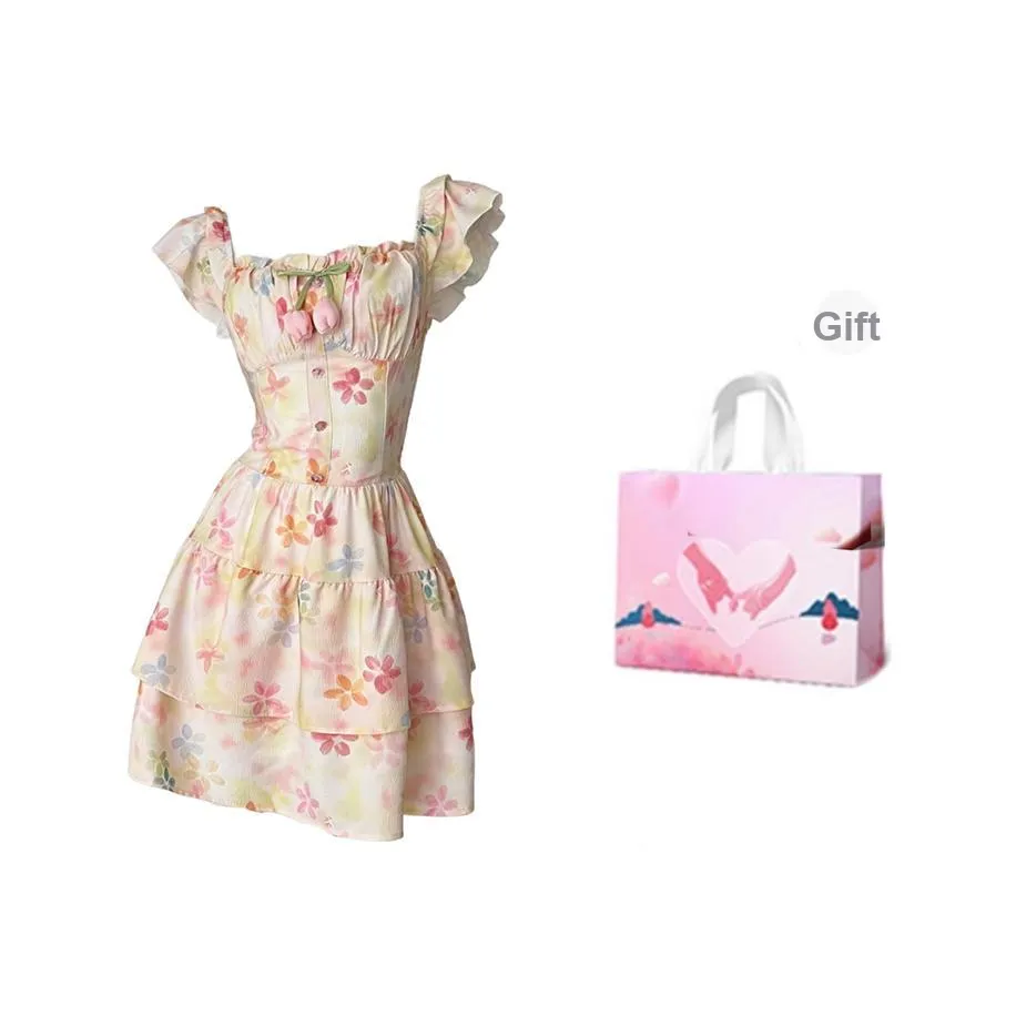 AURORA MUSE Короткий рукав Платье Женское Розовое