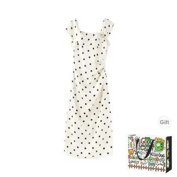 BVODE Sleeveless Dresses Women's Polka Dot Rice Shopping Bag