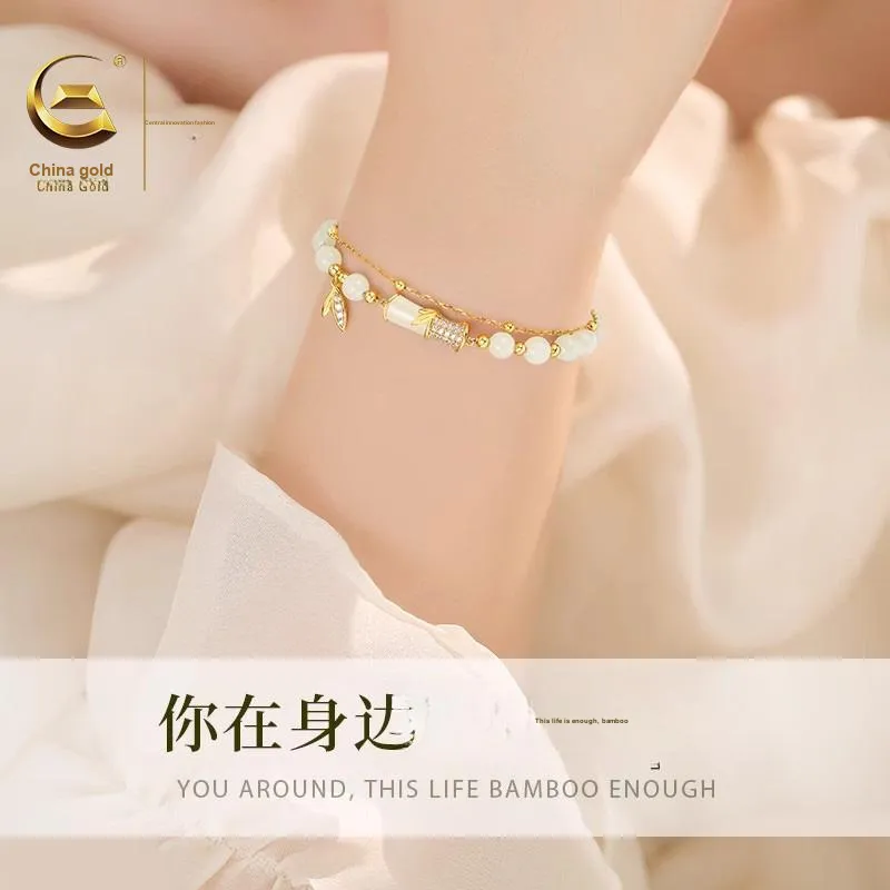 Central Fashion Hetian Jade Bracelets Green Jade Women's-4