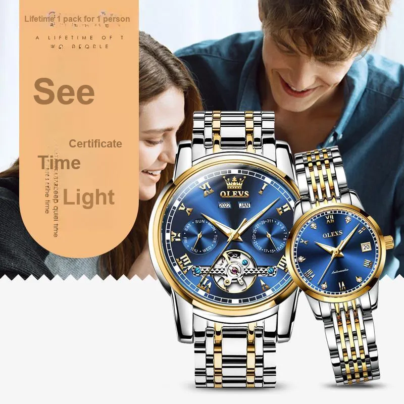 OLEVS Heart-to-Heart Knot Collection Mechanical Movement Stainless Steel Watchband Watch Unisex White Dial-5