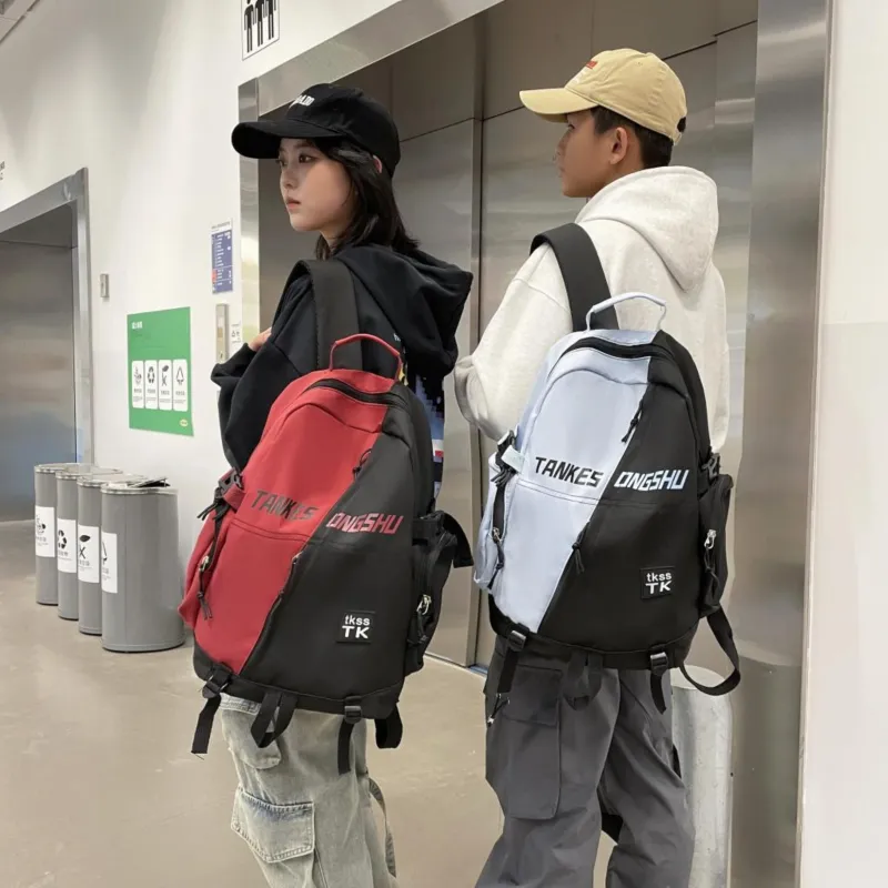 URBAN FOREST Nylon Backpack Unisex White/Red/Green/Blue-22