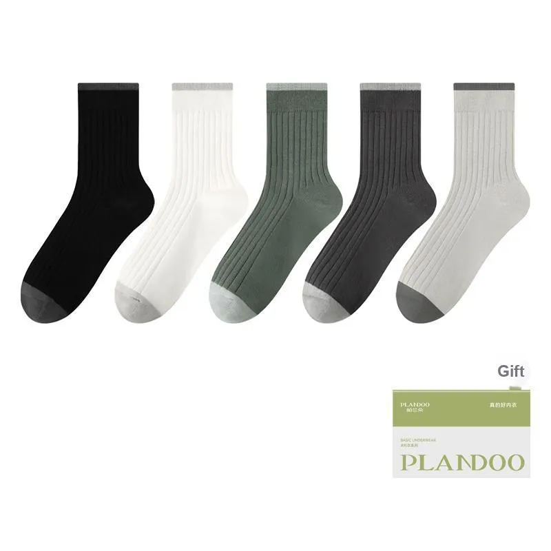 PLANDOO Mid Calf Socks Men's Shopping Bag 5 Pack-0
