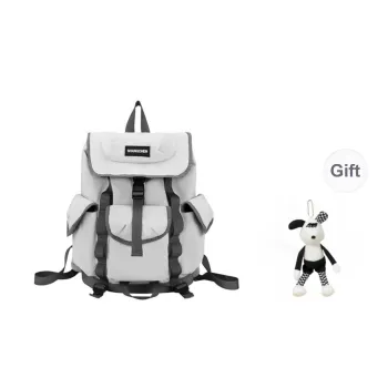 URBAN FOREST Nylon Backpack Unisex Light Gray/Black/Light Brown/Green