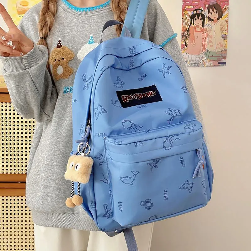 KAMLUI Nylon Backpacks Backpack Regular Unisex White/Black/Blue/Pink-19