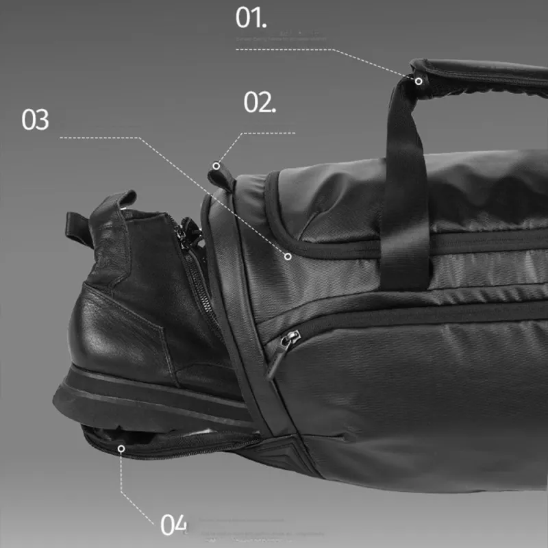 TAJEZZO PVC Travel Bag Large Size Unisex Black-6