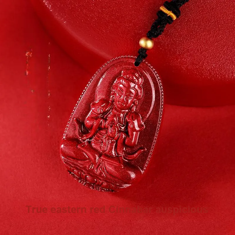 JINLIUFUJIXIANG Reconstructed Cinnabar Necklaces Unisex-20