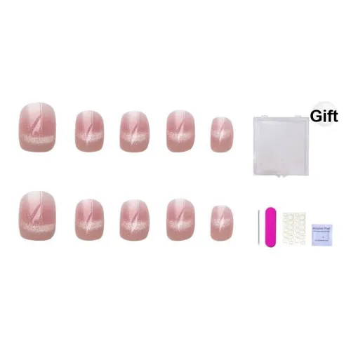 ORANOT Бобовый Румяна Французский Элегантность Универсальный Кошачий глаз Повседневный False Nail Короткий LADDER 16mm