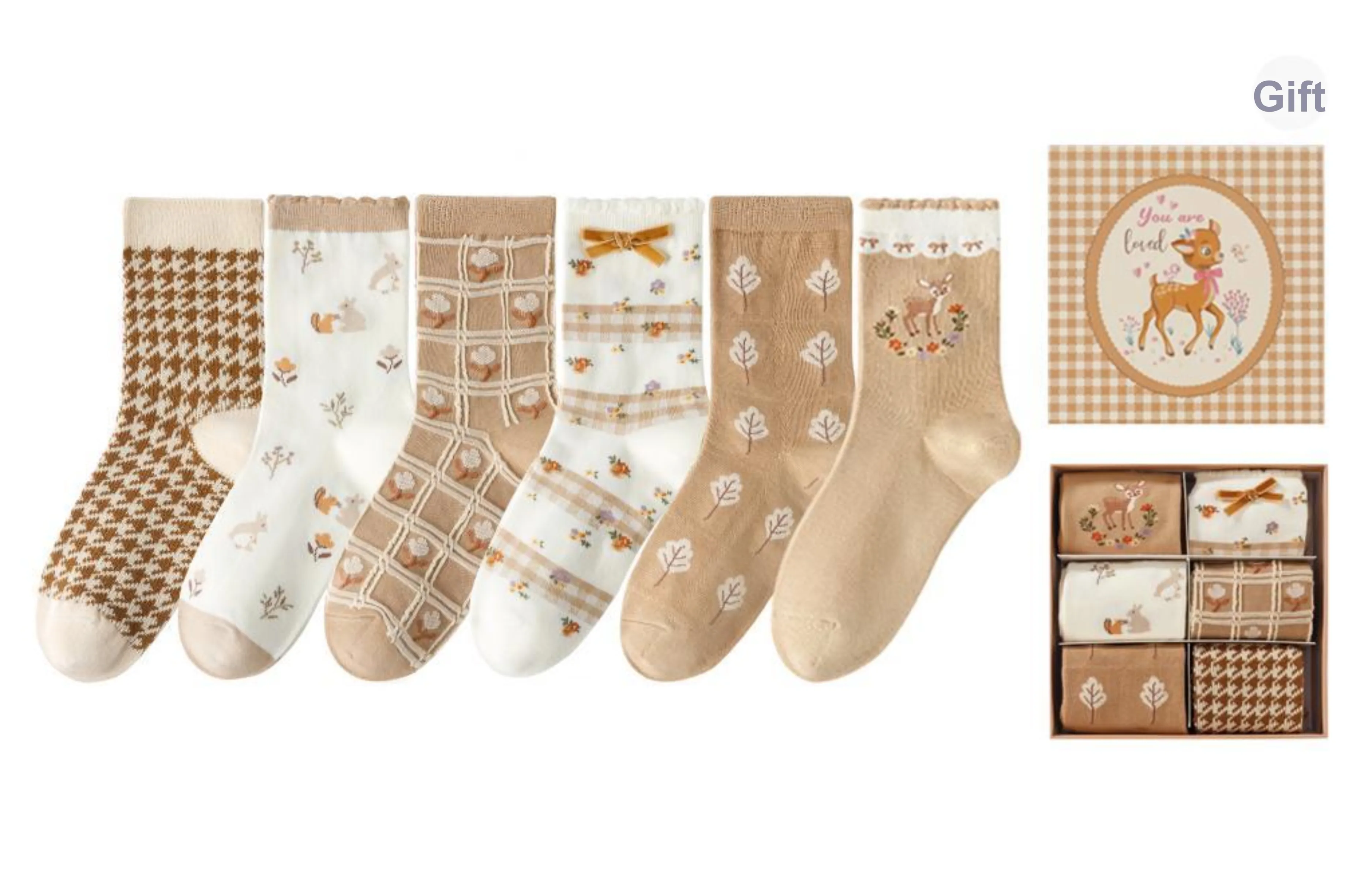 Caramella Mid Calf Socks Women's 6 Pack