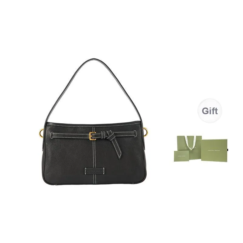 VANESSA HOGAN Top Grain Cow Leather Crossbody Bag Pochette Shoulder Bag Regular Women's Cocoa Red Brown/Obsidian Black-6