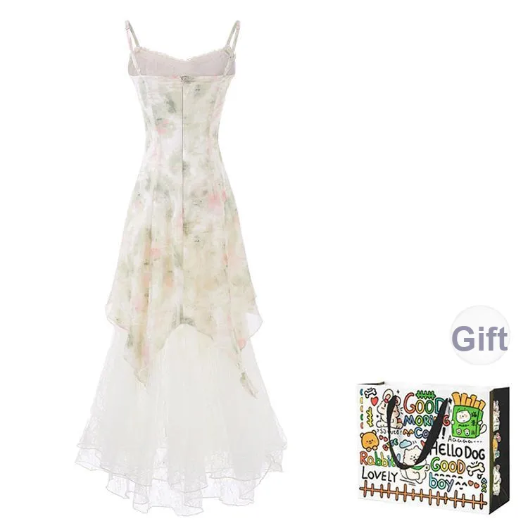 DEDY Slip Dresses Women's Peach Turns Green-1