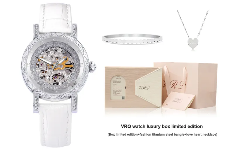 VRQ Athena Series Automatic Mechanical Movement Genuine Leather Strap Watch Women's Watch Cut-Out Dial-4