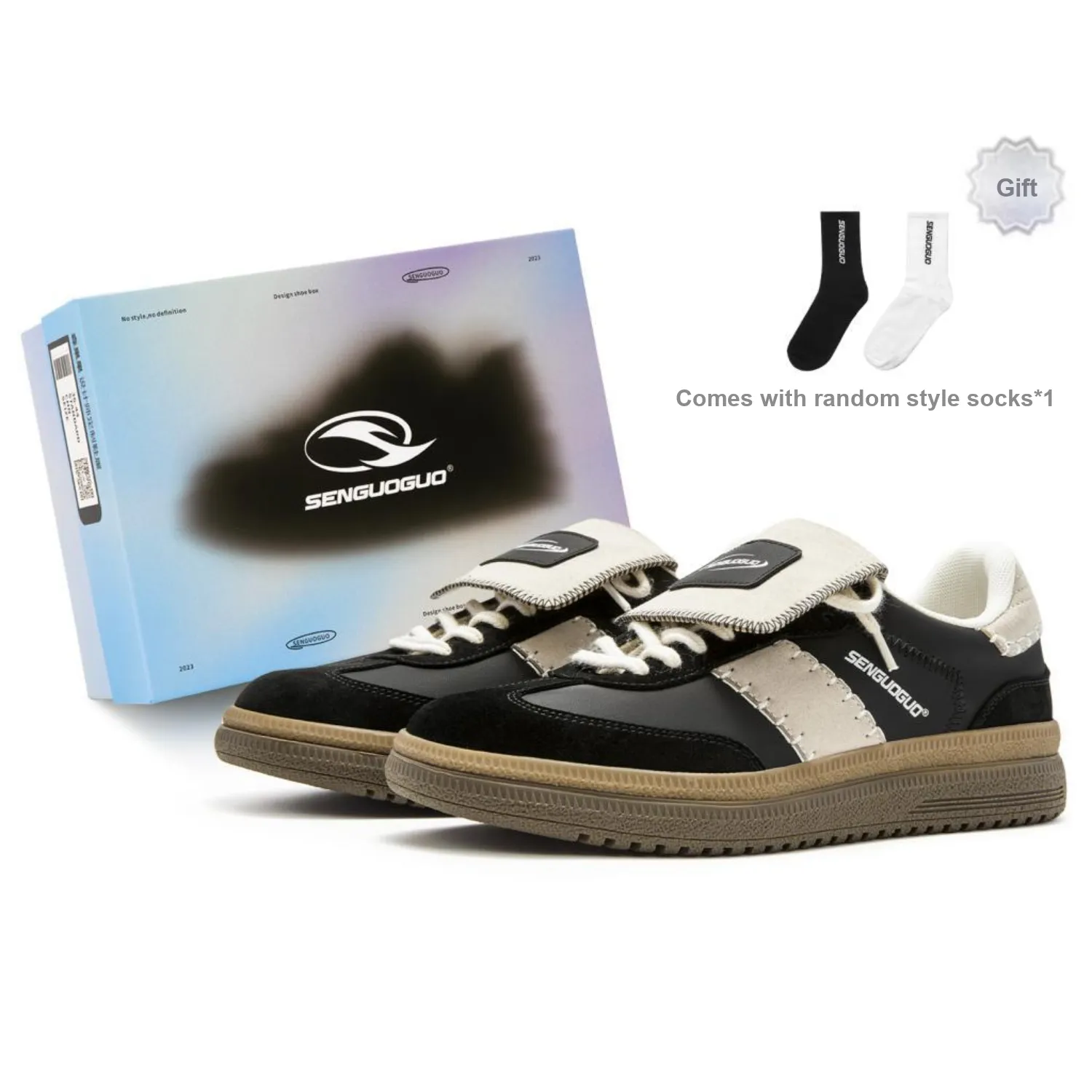 SENGUOGUO Anti Slip And Wear Resistant Breathable Low Top Skateboard Shoes For Spring And Summer Unisex Black