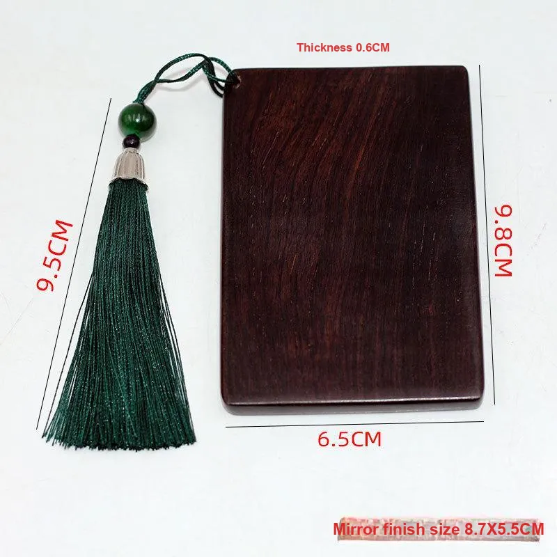 XIBI Wooden Square Small Mirror African Blackwood Single Sided Handheld Travel Makeup Mirror-4