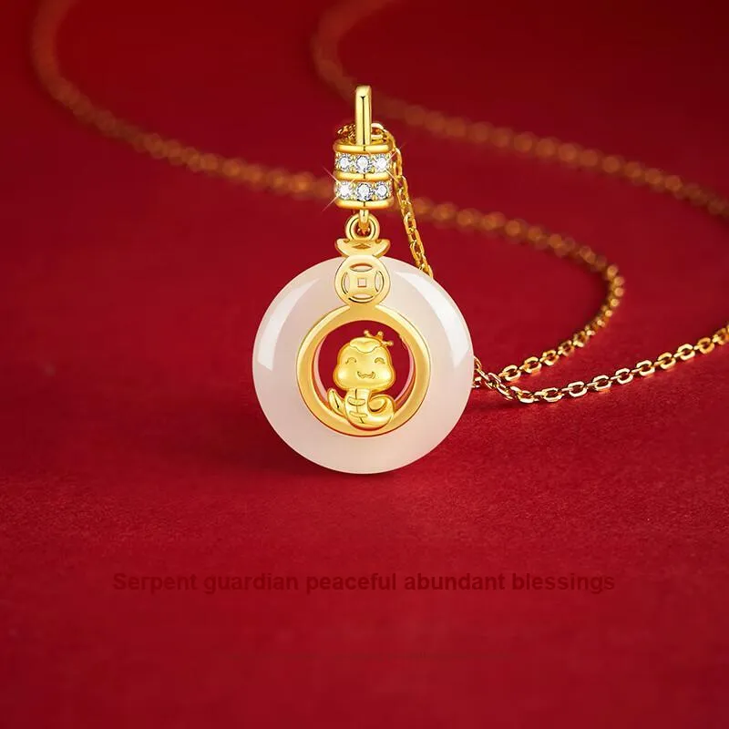 LUXLINE Necklaces White Jade/Pale Greenish White Jade Women's-3