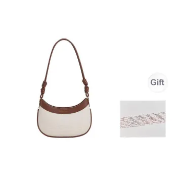 CHARLES&KEITH PU, Textile Mixture One Shoulder Bag, Crossbody Bag, Saddle Bag Trumpets Women's Chocolate
