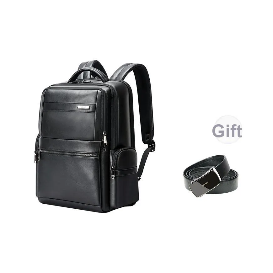 BOPAI Тело Коровьей Кожи Натуральная Кожа Рюкзак Большой Мужской Черный