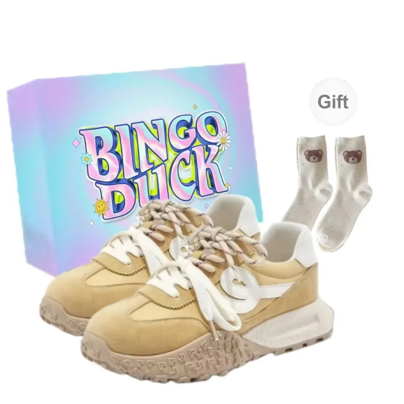 BINGO DUCK Slip Resistant Height Increasing Low Top Casual Shoes Women's-2