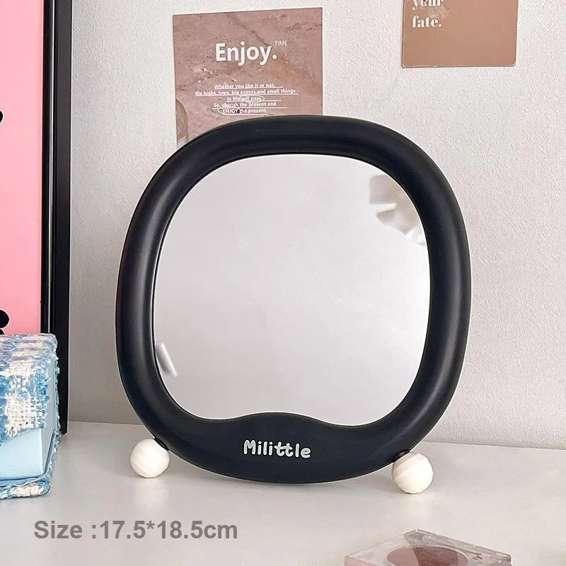 XIBI Little Tail Mirror Makeup Mirror Good Looking Desktop Stand Small Home Use Dormitory Office-7