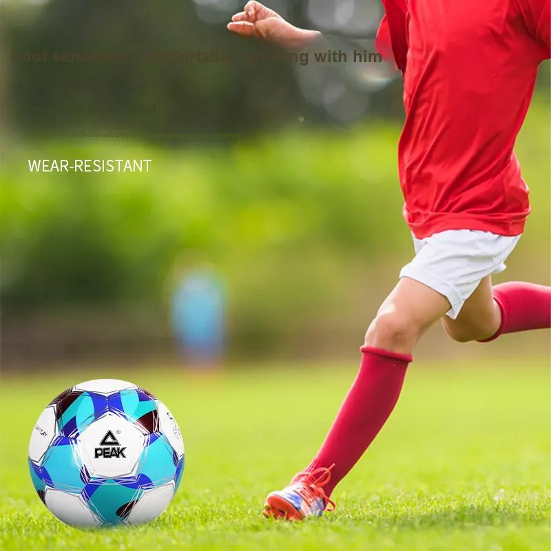 PEAK Size 4 Soccer TPU Machine Stitched Soccer Ball Unisex White Ice Blue Black-2