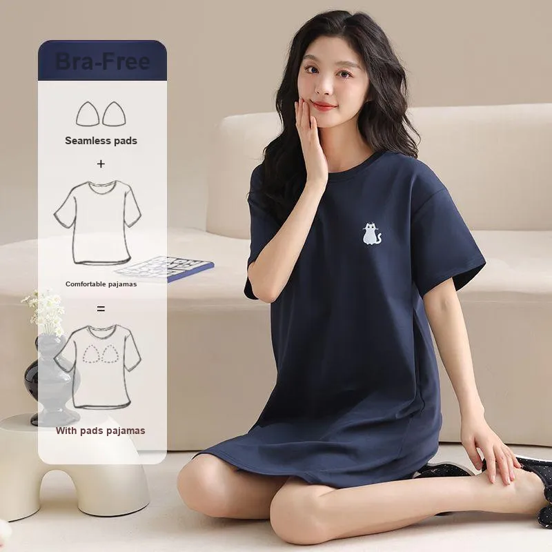 XISHE Nightgown Women's Dark Blue-2